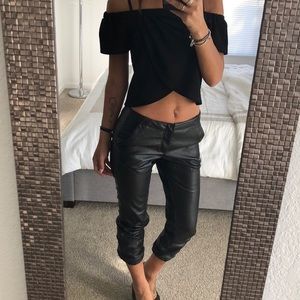 Bebe faux leather jogger pants